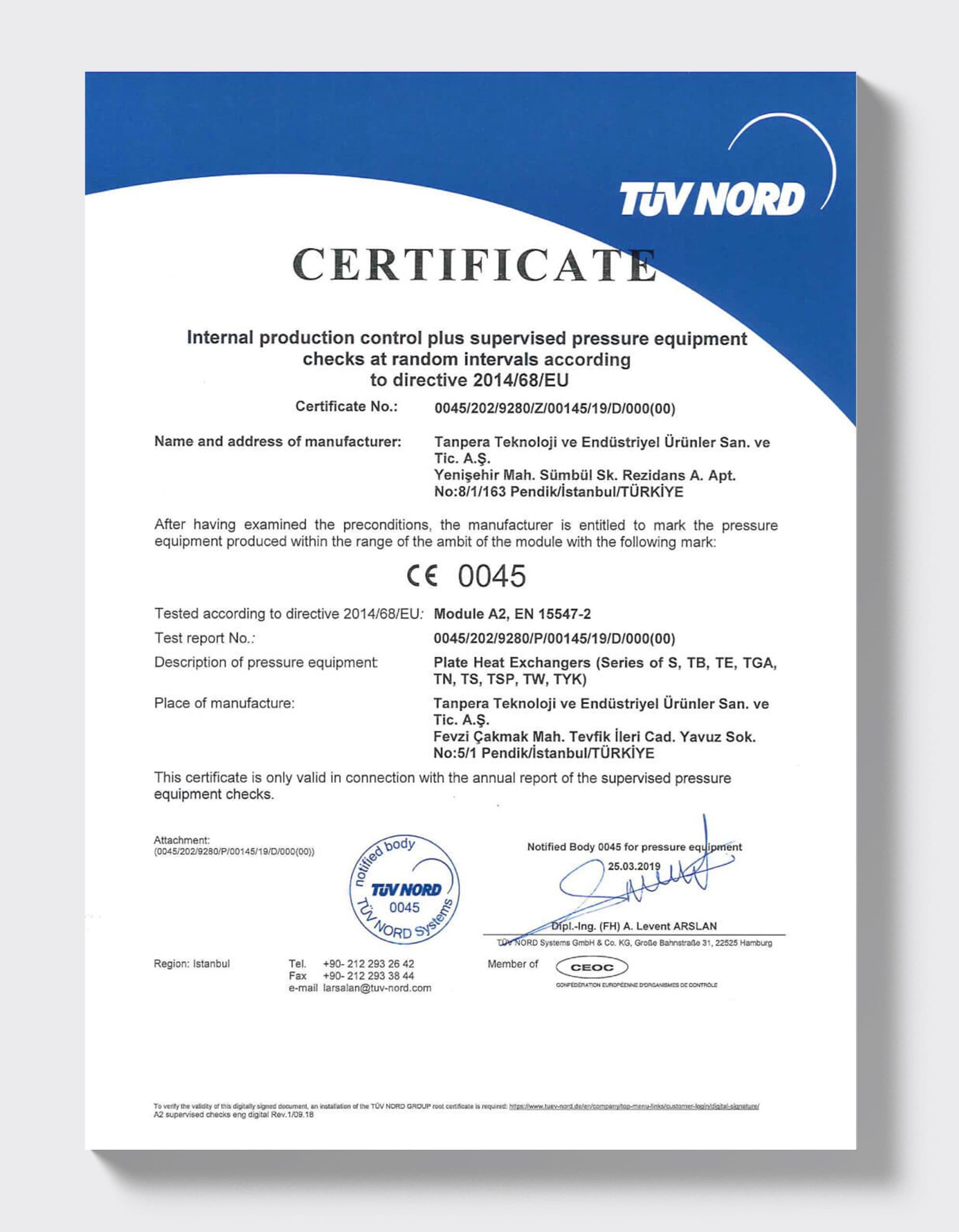 TÜV NORD — Plattenwärmetauscher (2014/68/EU)